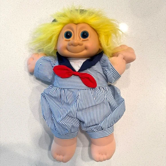 90’s Russ Troll Dolls Set! Yellow & Blue Plush Dolls! Sailor and acid wash look! - Picture 2 of 8